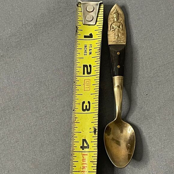 Thailand Gold Color Wood Collectors Souvenir Sugar Spoon Hindu God 4 3/4" - Picture 9 of 9